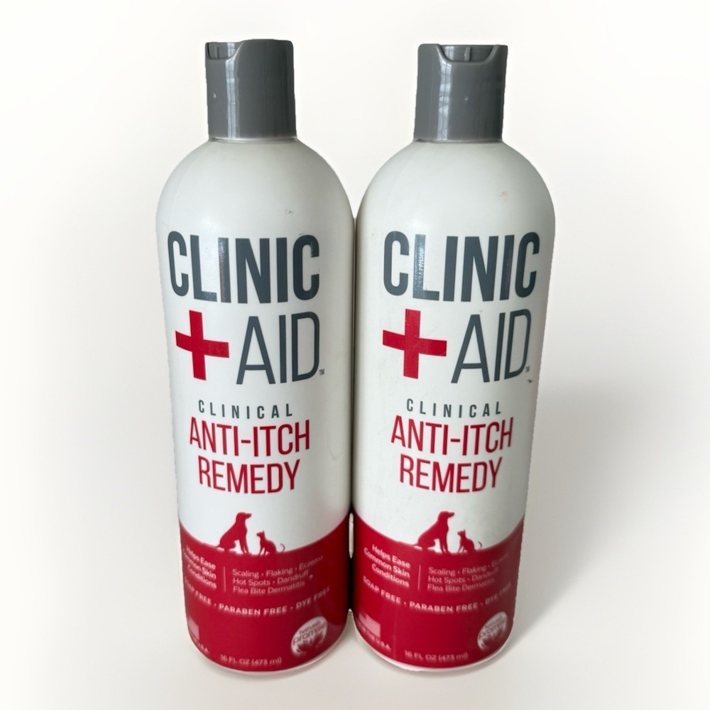 Clinic + Aid by Cosmos Anti-Itch Remedy For Dog & Cats 16 fl oz Bottles Lot Of 2